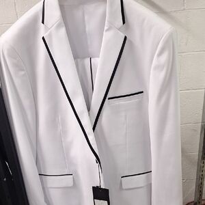 Elegant White Tuxedo with Black Trim